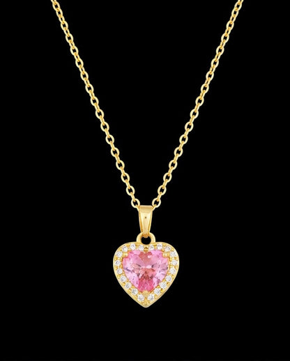 Zirkon Taşlı Ayarlanabilir Heart Gold Çelik Kolye