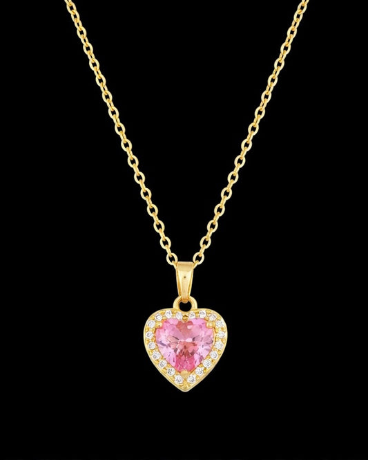 Zirkon Taşlı Ayarlanabilir Heart Gold Çelik Kolye