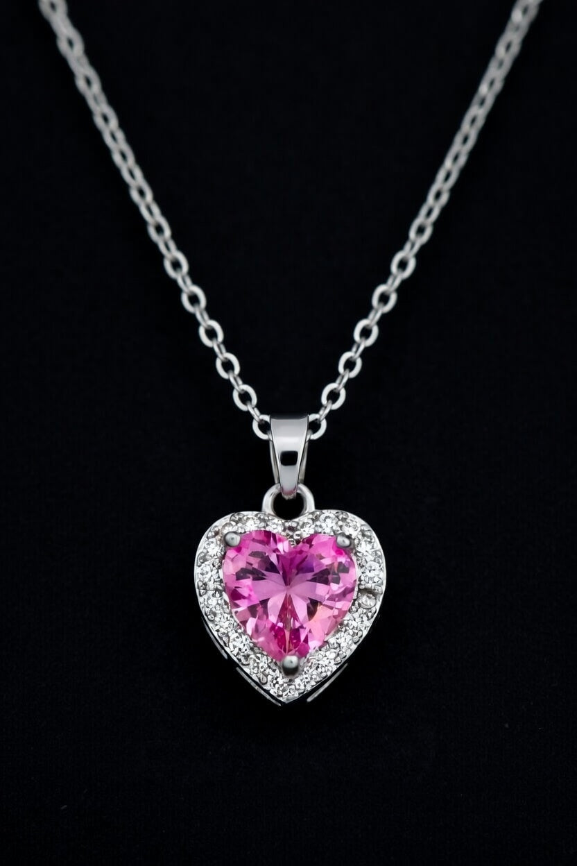 Zirkon Taşlı Ayarlanabilir Heart Çelik Kolye